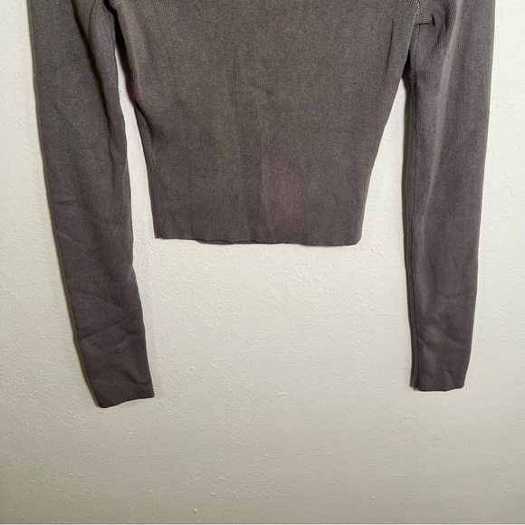 H&M Square-Neck Crop Top Brown Gray M - Picture 6 of 8